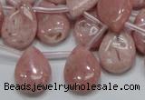 COP74 15.5 inches 13*18mm flat teardrop natural pink opal beads