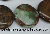 COP756 15.5 inches 25mm flat round green opal gemstone beads