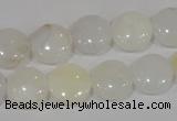 COP904 15.5 inches 12mm flat round natural white opal gemstone beads