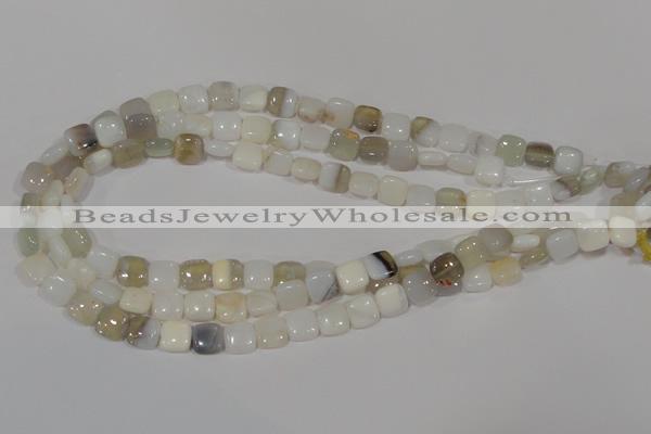 COP909 15.5 inches 10*10mm square natural white opal gemstone beads