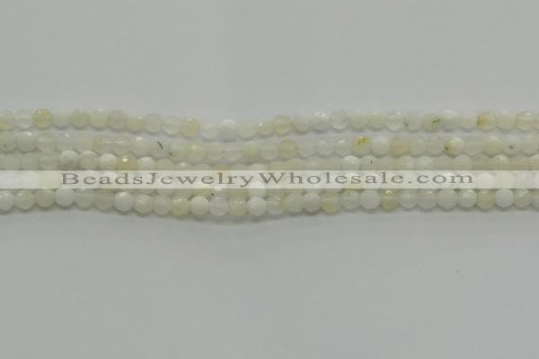 COP930 15.5 inches 4mm faceted round white opal gemstone beads