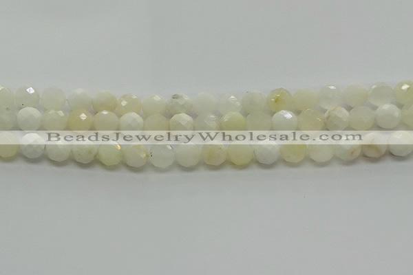 COP932 15.5 inches 8mm faceted round white opal gemstone beads