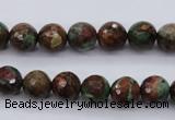 COP963 15.5 inches 10mm faceted round green opal gemstone beads