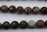 COP964 15.5 inches 12mm faceted round green opal gemstone beads