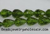 COQ108 15.5 inches 8*12mm faceted teardrop dyed olive quartz beads