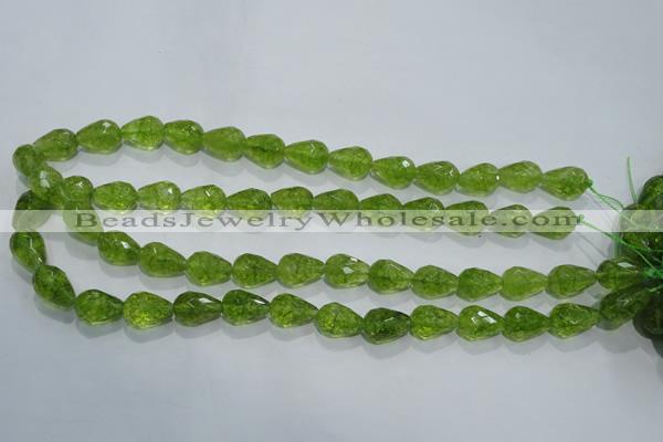 COQ109 15.5 inches 10*14mm faceted teardrop dyed olive quartz beads