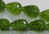 COQ112 15.5 inches 15*20mm faceted teardrop dyed olive quartz beads