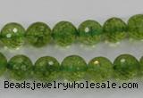 COQ16 16 inches 14mm faceted round dyed olive quartz beads wholesale