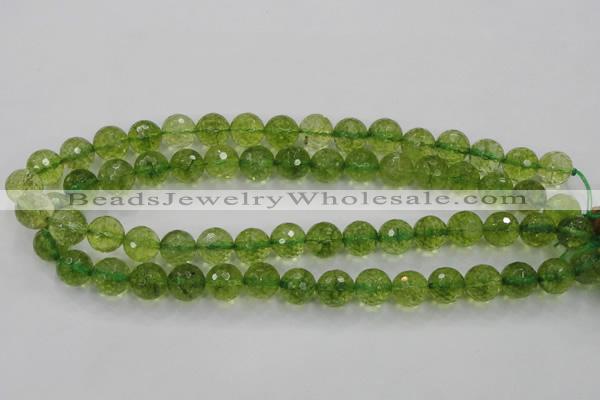 COQ16 16 inches 14mm faceted round dyed olive quartz beads wholesale