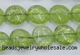 COQ25 16 inches 15mm flat round dyed olive quartz beads wholesale