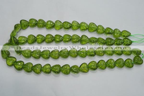 COQ31 15.5 inches 16*16mm heart dyed olive quartz beads wholesale