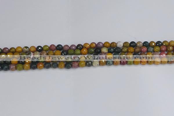 COS200 15.5 inches 4mm faceted round ocean jasper beads