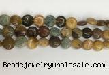 COS244 15.5 inches 12mm flat round ocean stone beads wholesale