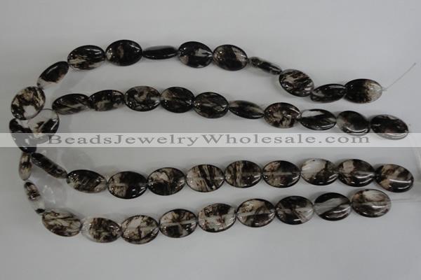 COV145 15.5 inches 13*18mm oval watermelon black beads wholesale