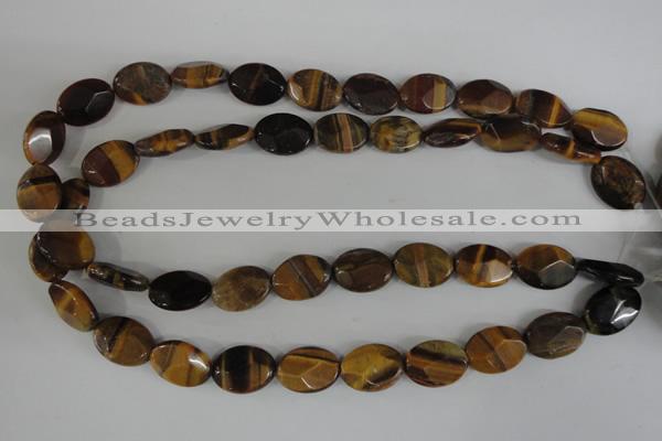 COV180 15.5 inches 13*18mm faceted oval yellow tiger eye beads wholesale