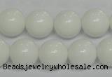 CPB06 15.5 inches 14mm round white porcelain beads wholesale