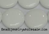 CPB100 15.5 inches 25mm flat round white porcelain beads wholesale