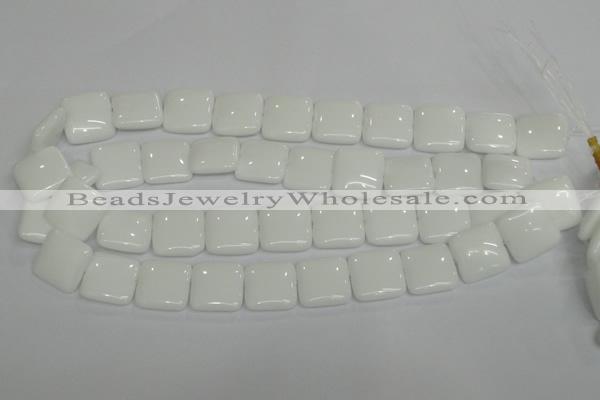 CPB115 15.5 inches 20*20mm square white porcelain beads wholesale