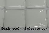 CPB116 15.5 inches 25*25mm square white porcelain beads wholesale