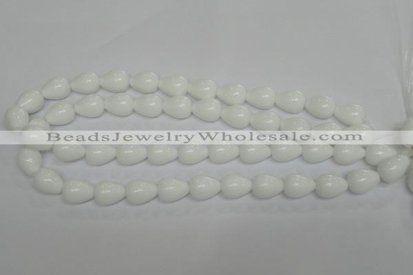 CPB22 15.5 inches 10*14mm teardrop white porcelain beads wholesale