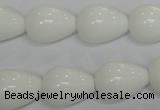 CPB24 15.5 inches 13*18mm teardrop white porcelain beads wholesale