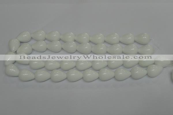 CPB25 15.5 inches 15*20mm teardrop white porcelain beads wholesale