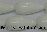 CPB27 15.5 inches 10*30mm teardrop white porcelain beads wholesale