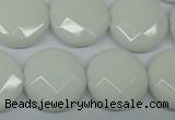 CPB304 15 inches 18mm faceted coin white porcelain beads