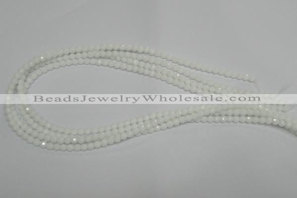 CPB31 15.5 inches 4mm faceted round white porcelain beads wholesale