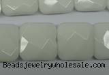 CPB324 15 inches 20*20mm faceted square white porcelain beads