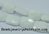 CPB328 15 inches 10*14mm faceted rectangle white porcelain beads