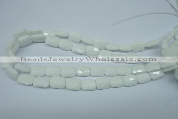 CPB328 15 inches 10*14mm faceted rectangle white porcelain beads