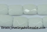 CPB330 15 inches 13*18mm faceted rectangle white porcelain beads