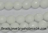 CPB34 15.5 inches 10mm faceted round white porcelain beads wholesale