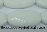 CPB341 15 inches 20*40mm faceted oval white porcelain beads