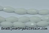 CPB357 15 inches 6*12mm faceted rice white porcelain beads wholesale