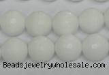 CPB36 15.5 inches 14mm faceted round white porcelain beads wholesale