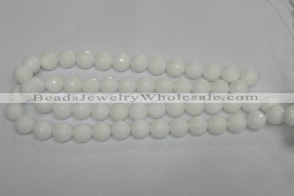 CPB36 15.5 inches 14mm faceted round white porcelain beads wholesale