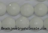 CPB37 15.5 inches 16mm faceted round white porcelain beads wholesale