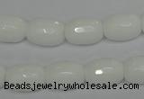 CPB41 15.5 inches 10*14mm faceted drum white porcelain beads