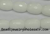 CPB42 15.5 inches 12*16mm faceted drum white porcelain beads