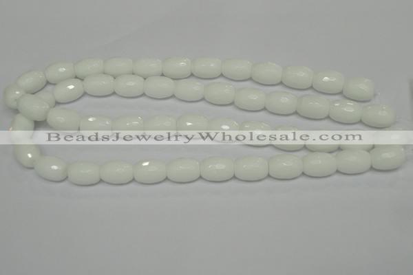 CPB42 15.5 inches 12*16mm faceted drum white porcelain beads