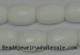 CPB44 15.5 inches 15*20mm faceted drum white porcelain beads