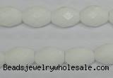 CPB46 15.5 inches 10*14mm faceted rice white porcelain beads