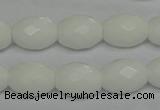 CPB47 15.5 inches 12*16mm faceted rice white porcelain beads