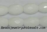 CPB48 15.5 inches 13*18mm faceted rice white porcelain beads