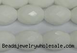 CPB49 15.5 inches 15*20mm faceted rice white porcelain beads