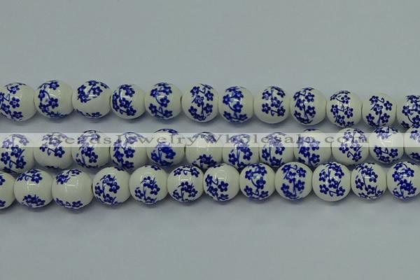 CPB501 15.5 inches 6mm round Painted porcelain beads