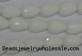 CPB51 15.5 inches 10*14mm faceted teardrop white porcelain beads