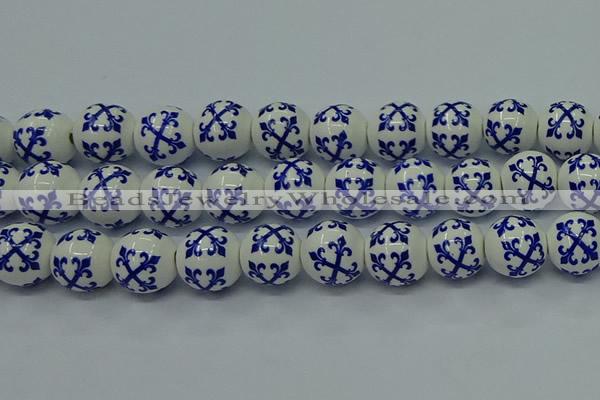 CPB522 15.5 inches 8mm round Painted porcelain beads